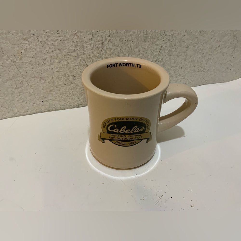 Cabela's of Fort Worth, Texas Coffee Mug Coffee Tea Cup Gold and Black Logo